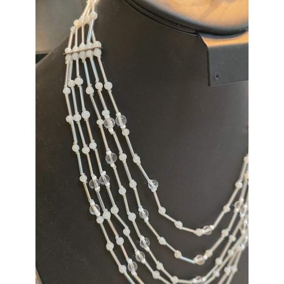 Vintage Orbs of Light‎ Multi-Strand Beaded Necklace With Adjustable Chain - Picture 4 of 9